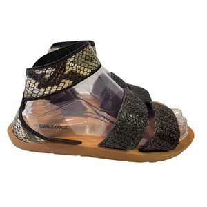 MUK LUKS About Me Sz 9 Strappy Sandals Snake Print Rafia Ankle Strap Women's NEW